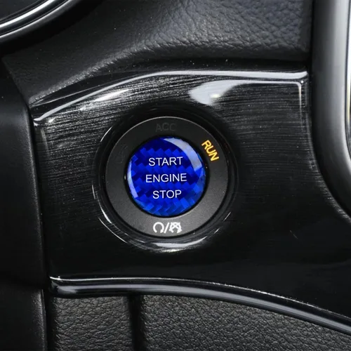 Vista 2 de ramuel Compatible con panel de moldura de botón de arranque y parada de motor interior de fibra de carbono, accesorios de automóvil para Jeep Grand