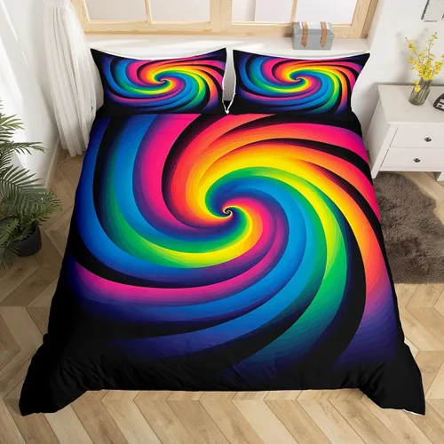 Vista 21 de Castle Fairy Funda de edredón de cuadrícula negra y blanca para niños, niñas, funda de edredón de abstracción visual, tamaño matrimonial, juego