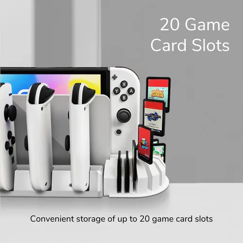 Vista 6 de Soporte de estación de carga TNP Switch Dock Cargador de controlador Joy-Con para Nintendo Switch & Switch OLED Cargador Joycon Switch mejorado