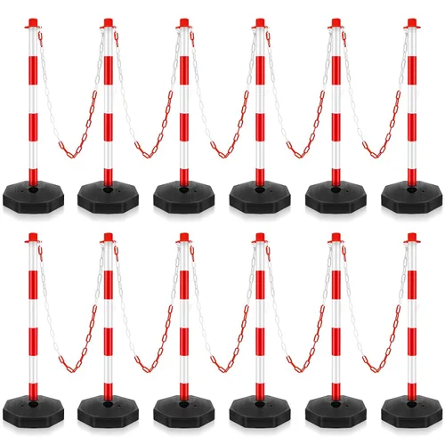 Vista 8 de Konohan Paquete de 6 delineadores de cono de estacionamiento de 34 pulgadas, juego de puntal de plástico para poste de tráfico, barrera de blanco