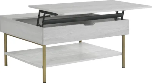 Vista 4 de Steve Silver Company Whitman - Mesa auxiliar de madera blanca y latón
