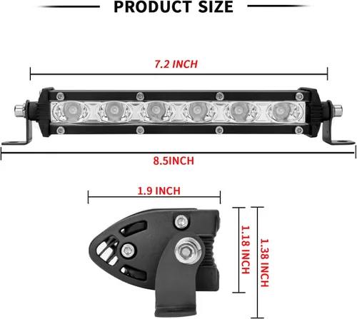 Vista 3 de Barra de luz LED verde de una sola fila de 7 pulgadas, 18 W, luces antiniebla, luces antiniebla de conducción de trabajo, 12 V, 24 V, ultrafina