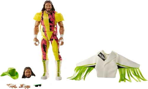 Vista 5 de WWE Ultimate Edition "Macho Man" Randy Savage Figura de acción de 6 pulgadas, con cabezas intercambiables, manos intercambiables y equipo de entrada