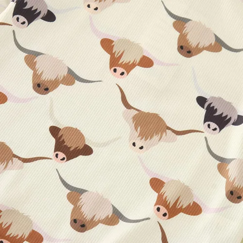 Vista 5 de Sudadera para bebé recién nacido, cuello redondo, estampado de vaca, manga larga, con burbujas, lindo traje de otoño e invierno