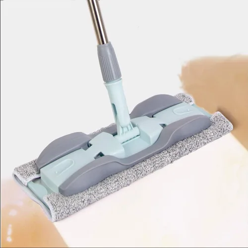 Vista 3 de Trapeador de piso de madera de microfibra, 15 pulgadas con 4 almohadillas lavables, mango ajustable para limpieza en seco y húmedo