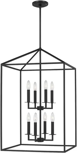 Vista 3 de Generation Lighting - Lámpara colgante Perryton de 8 luces, color negro medianoche 5315008-112, lámpara de techo moderna para decoración del hogar