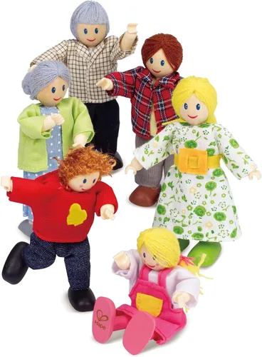 Vista 3 de Hape Juego familiar de muñecas caucasianas para casa de muñecas para niños