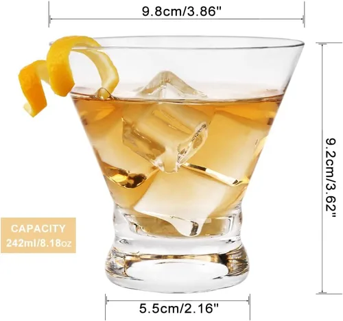 Vista 6 de Juego de 12 vasos de Martini – Copas de cóctel de diseño ceñido de 8 onzas con base pesada, construcción sin tallo para estabilidad – Vasos de barra