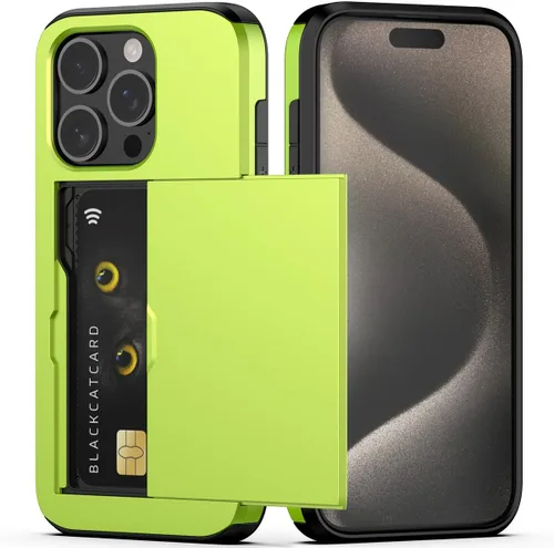 Vista 54 de Nvollnoe Compatible con iPhone 15 Funda con ranura para tarjetas, resistente, protectora de doble capa, a prueba de golpes, ranura oculta