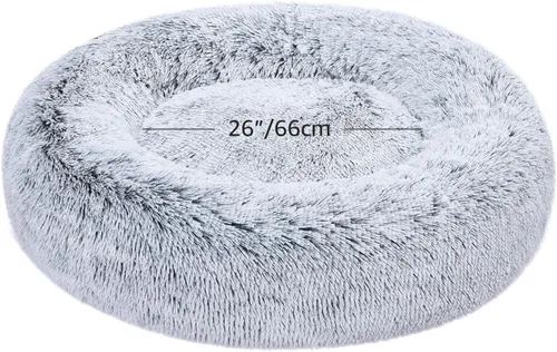 Vista 6 de Amazon Basics Donut Pet Bolster - Cama de pelo sintético para perro, gris, 36" x 36