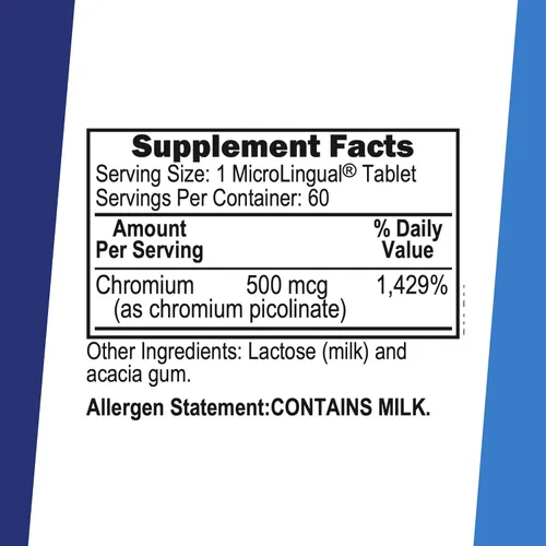 Vista 2 de Superior Source Cromo de 500 mcg, tabletas microlingües de disolución rápida, 100 unidades, promueve el metabolismo saludable de proteínas y azúcar