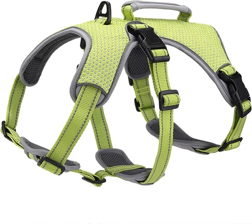 Vista 13 de Arnés de perro multiusos con soporte, arnés reflectante a prueba de escapes sin tirones ajustable con asa duradera, arnés para caminar para perros