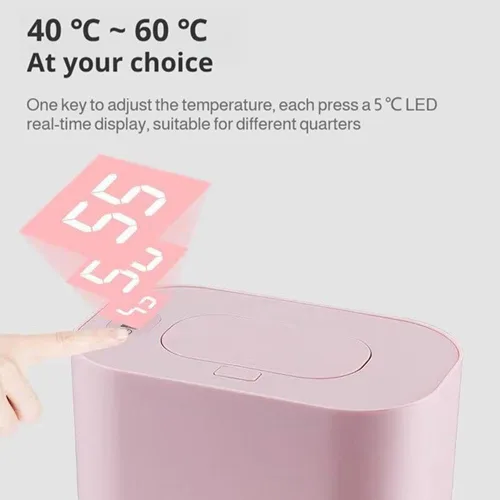 Vista 8 de Calentador de toallitas para bebés, dispensador portátil de gran capacidad con pantalla LED, soporte ajustable para toallitas húmedas para bebés