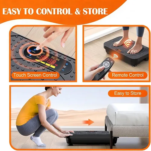 Vista 8 de PBYRD Vibration Plate Exercise Machine -Full Body Shaker with Auto Mode, Acupressure Massage & Silicone Pedal, for Lymphatic Drainage, Weight Loss &