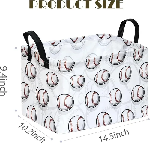 Vista 7 de Cesta de almacenamiento vacía para niños, organizador de almacenamiento impermeable de béisbol, cestas plegables con asas para mujeres, cesta