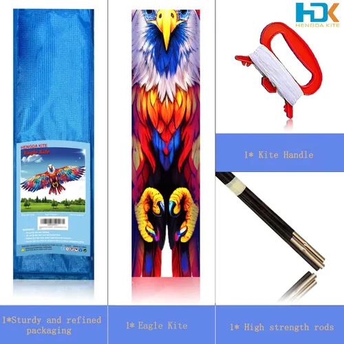 Vista 3 de HENGDA KITE Cometa de águila, para niños y adultos, fácil de volar, excelente diseño de tela y estructura, las imágenes son hermosas en alta
