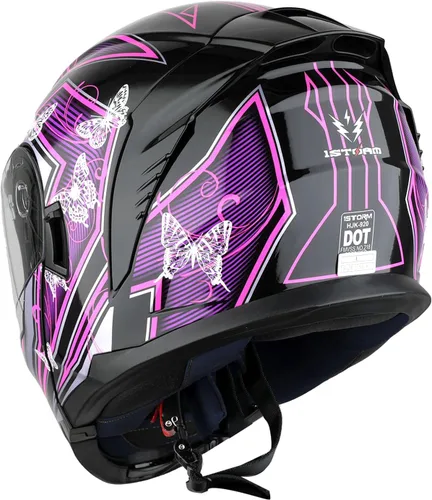 Vista 6 de 1Storm Casco modular de motocicleta para calle con doble visera abatible, protección solar de cara completa HJK920