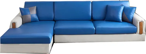 Vista 16 de Fundas de cojín impermeables para sofá, fundas de cojín de piel sintética para sofá en forma de L, protector de muebles para niños, funda de asiento