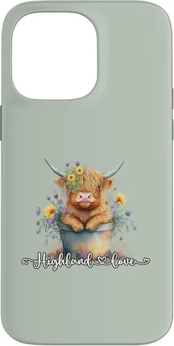 Vista 21 de Lindo bebé Highland vaca ternero amor primavera pastel novedad caso para iPhone 16