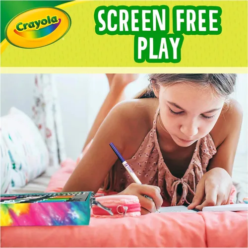 Vista 11 de Estuche de Arte Crayola Inspiration - Juego de Colorear Tie-Dye (140 piezas), Set de Suministros de Arte para Niños, Kit de Dibujo de Viaje, Regalo