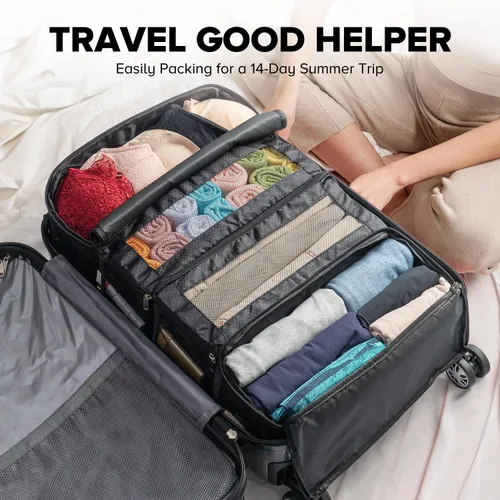Vista 5 de Organizador de maleta, organizador de equipaje de viaje, estantes colgantes, cubo de embalajeorganizador de viaje portátil plegable para equipaje