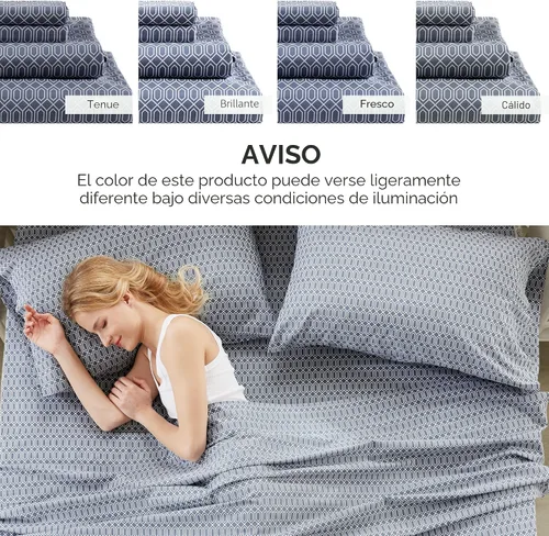 Vista 9 de Comfort Spaces Sábanas 100% algodón tamaño individual, transpirables, naturalmente frescas, sábanas de algodón suave con bolsillo elástico de 14