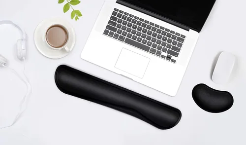 Vista 9 de TONOS Reposamuñecas para teclado, reposamuñecas de 17 pulgadas para teclado de computadora con espuma viscoelástica, diseño ergonómico para escribir