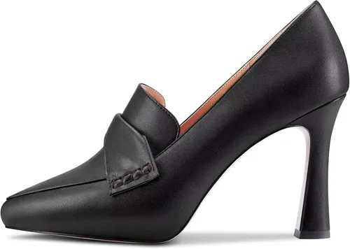 Vista 2 de Castamere Mocasines de tacón alto de aguja para mujer, con punta puntiaguda, para trabajo, negocios, oficina, vestido de 3.9 pulgadas
