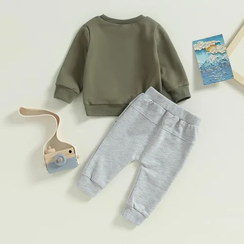 Vista 7 de Conjunto de ropa deportiva de manga larga con cuello redondo y pantalones para bebé niño