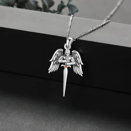 Vista 5 de EXRANQO AnkhEye of HorusSt MichaelPeace Sign Necklace 925 Sterling Silver Egyptian Protection Necklace Jewelry Gifts for Women Men