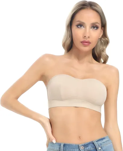 Vista 3 de OBICUM Sujetador sin tirantes para mujer, cómodo sujetador de silicona antideslizante, sin costuras, sin costuras, brasier de tubo
