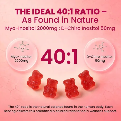 Vista 4 de Myo & D-Chiro Inositol 2000mg for Women, 40:1 Ratio, 60 Gummies