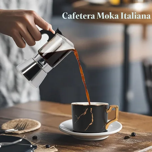 Vista 6 de LAOION Máquina de café expreso para estufa, 3 tazas de 5.4 fl oz, cafetera