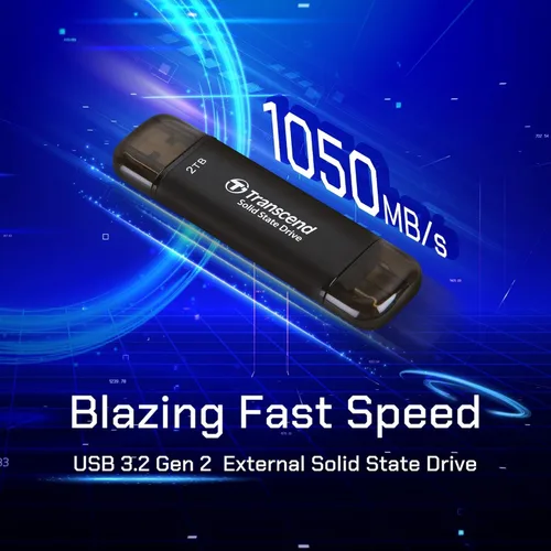 Vista 2 de Transcend ESD310 SSD externo de 128 GB, hasta 1,050 MB/s, unidad flash USB dual para iPhone/iPad/Mac/Windows, Android/Tablet/PC, USB 3.2 Gen 2 Thumb