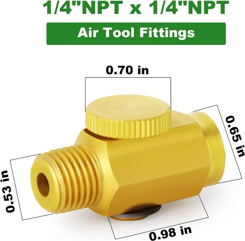 Vista 4 de TAISHER 2 piezas de latón compresor de aire accesorios herramienta de control, válvula reguladora de flujo de aire en línea 1/4 "NPT macho x 1/4