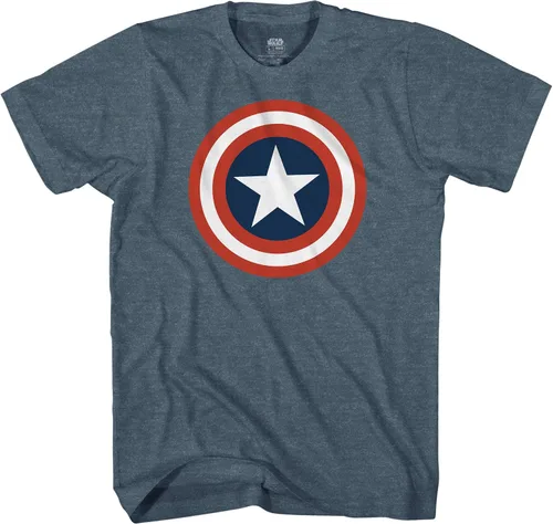 Vista 2 de Marvel Camiseta para hombre con logotipo de escudo desgastado del Capitán