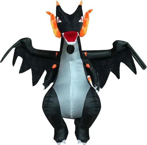 Vista 4 de Disfraces de dinosaurio para adultos disfraz de dinosaurio inflado disfraz inflable dragón malvado que respira fuego para fiesta cuadra