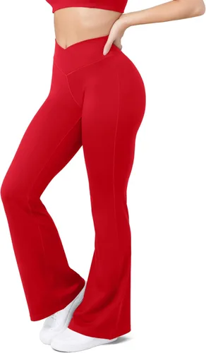 Vista 2 de HEGALY Pantalones de yoga acampanados para mujer, leggings cruzados, suaves, de cintura alta, pantalones casuales de entrenamiento con corte de bota