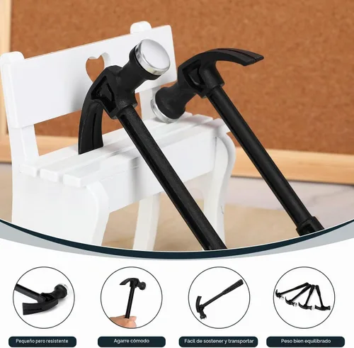 Vista 4 de WILLBOND 30 piezas de mini martillo de plástico de 7.3 pulgadas de seguridad para niños, adecuado para bricolaje, carpintería, decoración
