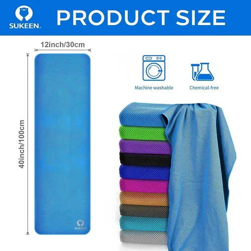 Vista 7 de Sukeen Paquete de 12 toallas refrescantes (40 x 12 pulgadas) para cuello y cara, suaves y transpirables para el cuello, toalla de hielo para climas