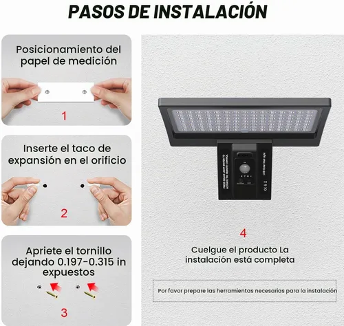 Vista 5 de Luces solares al aire libre con sensor de movimiento - Luz de pared de 4 modos con control remoto, 1050LM IP65 impermeable, lámpara de seguridad