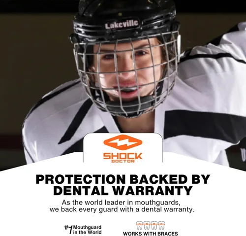 Vista 6 de Shock Doctor Protector bucal, protector bucal de fútbol de ajuste personalizado, protector bucal moldeable, lacrosse, hockey, artes marciales