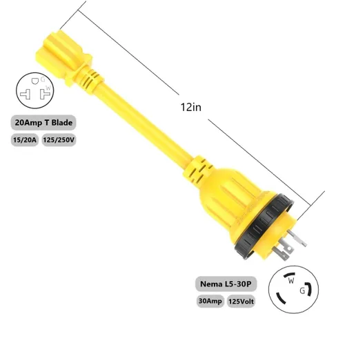 Vista 5 de Adaptador de corriente de tierra de 1 pie de 30 amperios a 20 amperios