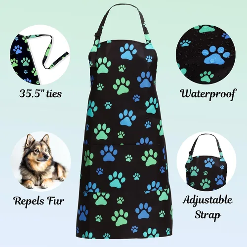 Vista 4 de Plum Hill Delantal Impermeable para Aseo de Perros, Vestimenta para Peluquero, Batas para Lavado de Mascotas