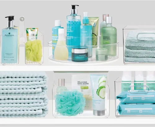 Vista 3 de iDesign Linus - Organizador giratorio de plástico sin BPA, 12 x 12 x 3 pulgadas, giratorio for Bathroom Storage