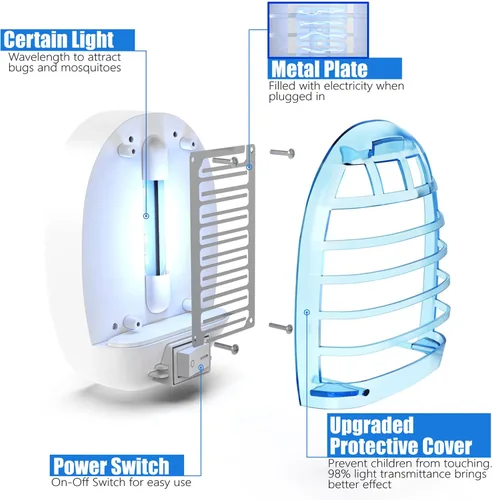 Vista 2 de Exterminador de insectos para interiores, trampa para moscas para interiores, mata mosquitos electrónico con luces azules para sala de estar, hogar
