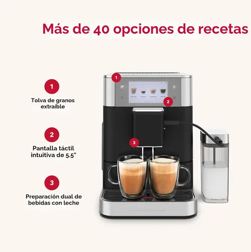Vista 6 de Máquina de Espresso Completamente Automática KitchenAid KF8 con Accesorio para Leche y Opciones de Leche a Base de Plantas, KES8558BK, Negra