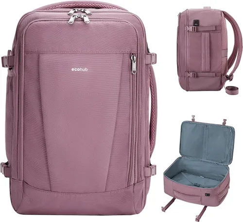 Vista 12 de ECOHUB United Airlines - Mochila de viaje pequeña de 17 pulgadas, bolsa de artículos personales de 16.7 x 10 x 8 pulgadas con 13 bolsillos con Negro