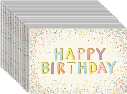 Vista 2 de Manteles individuales de papel de confeti de feliz cumpleaños, manteles individuales cuadrados desechables para fiestas, 18 hojas por bloc