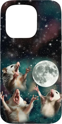 Vista 14 de Three Possum Moon 3 Opossum Funny Weird Cursed Meme Case para iPhone 17